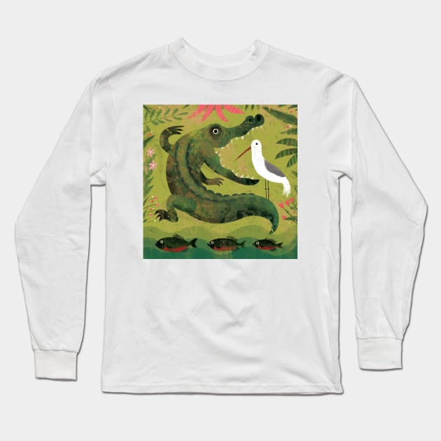 Alligator, Bird and Fish Long Sleeve T-Shirt by Gareth Lucas